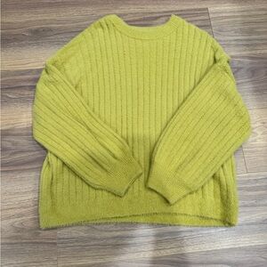 Ribbed Crew Neck Sweater - Mustard